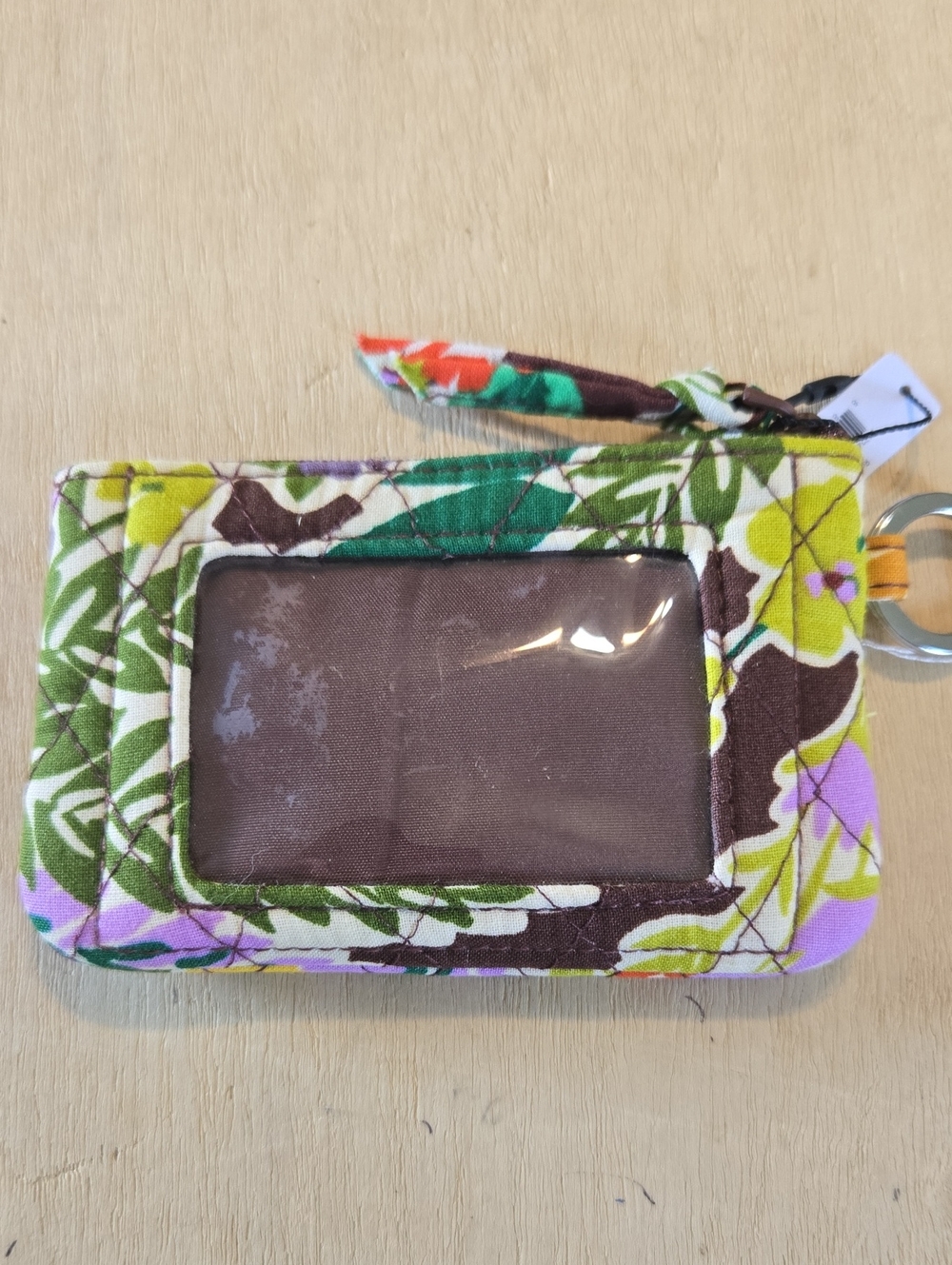 NWT Vera Bradley Zip ID Case "Evening Garden" Retired Clear Window Travel Wallet